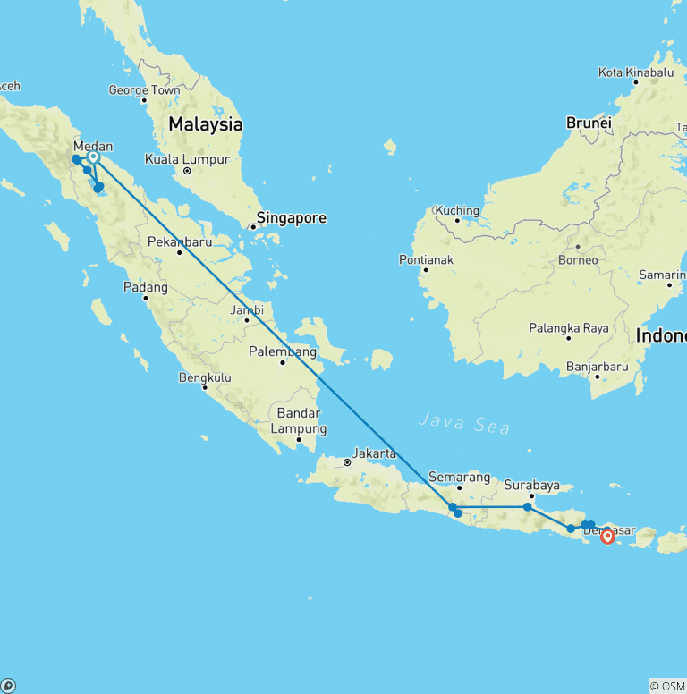 Map of Best of Indonesia (from Medan to Taman Ayun Temple)