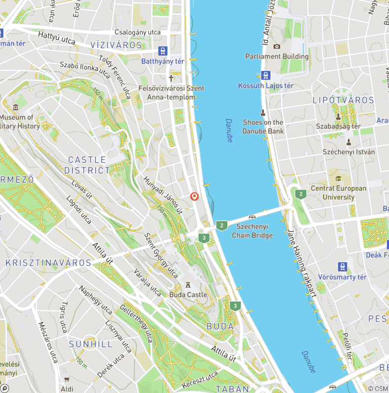 Map of Budapest, Hungary