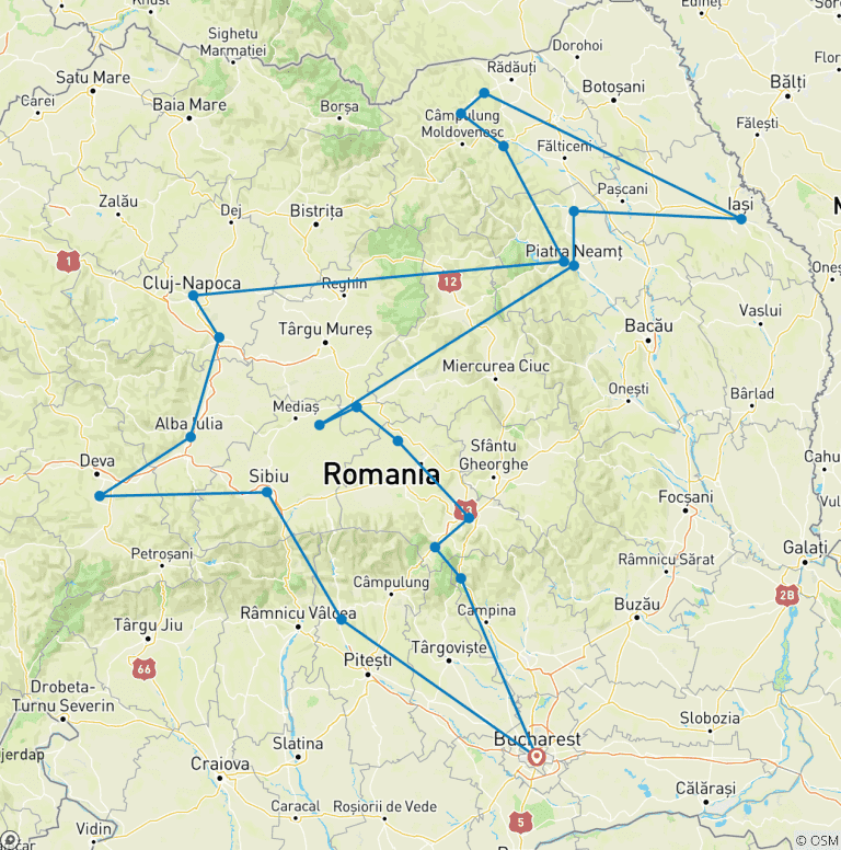Map of Best of Romania in 10 days