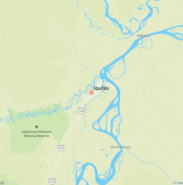 Map of 3-Day Iquitos Jungle Tour at Maniti Eco-Lodge