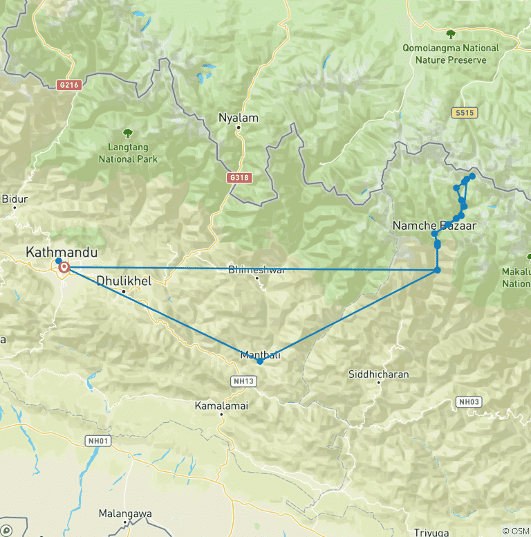 Map of Everest Base Camp Trek