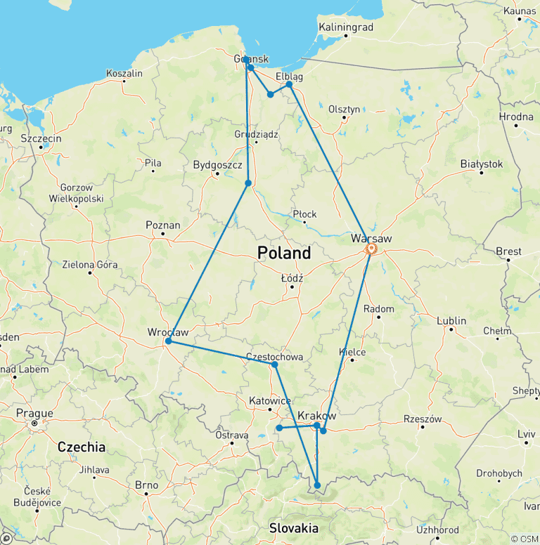 Map of Grand Tour of Poland