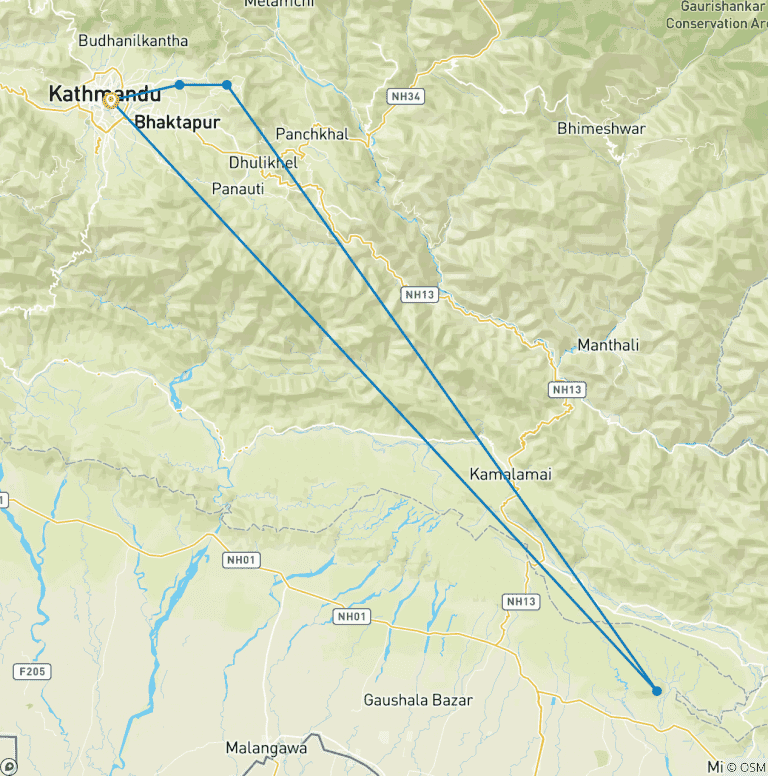 Map of Kathmandu Hiking