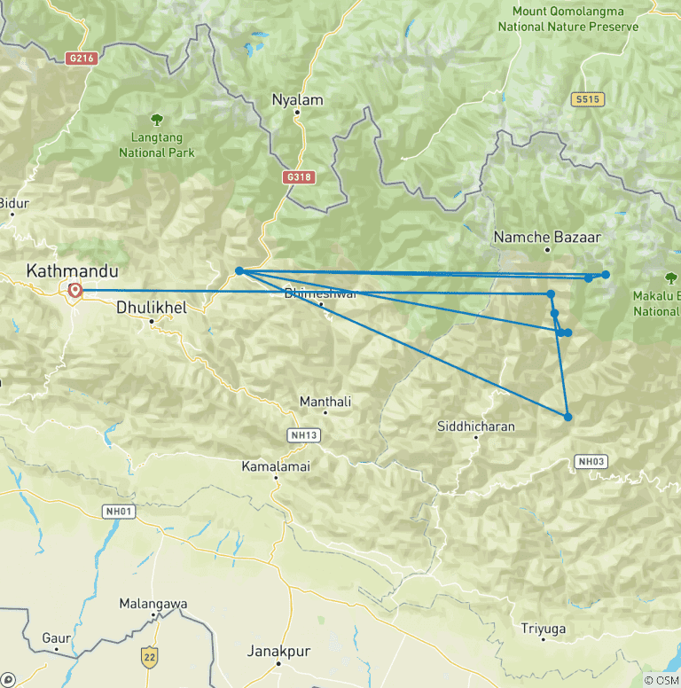 Map of Mera Peak Climbing