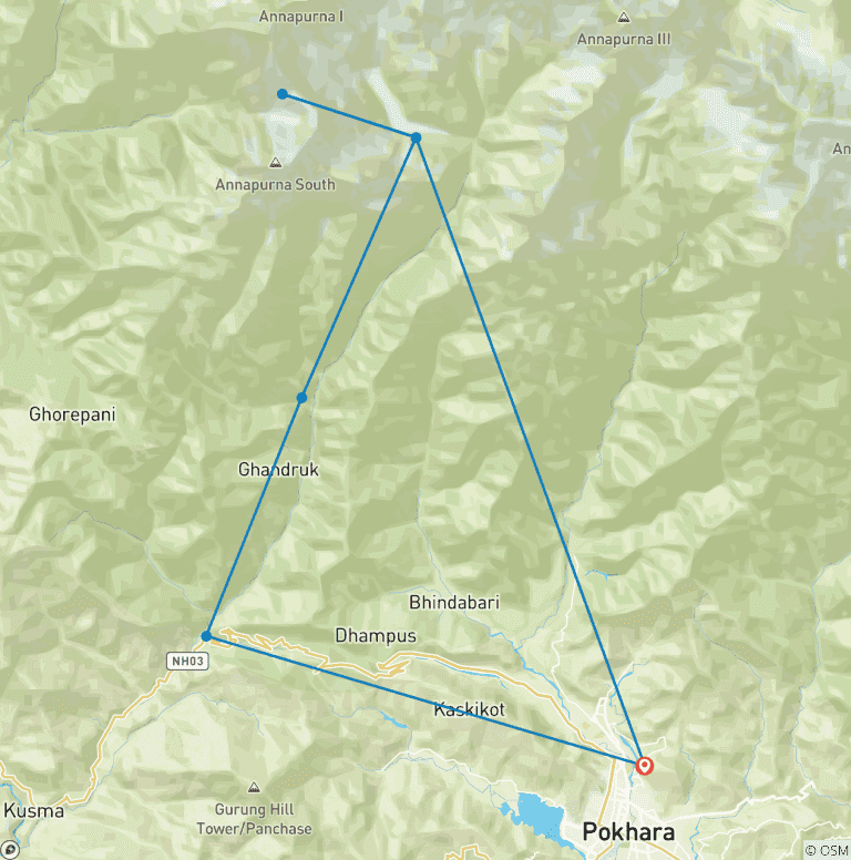 Map of Annapurna Base Camp Trek (Original)