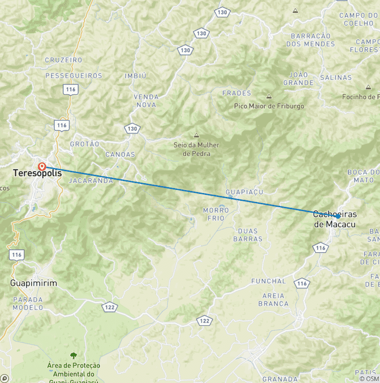 Map of Valley of the Gods - The Three Peaks Park Trekking - 03 days - Rio de Janeiro - Brazil