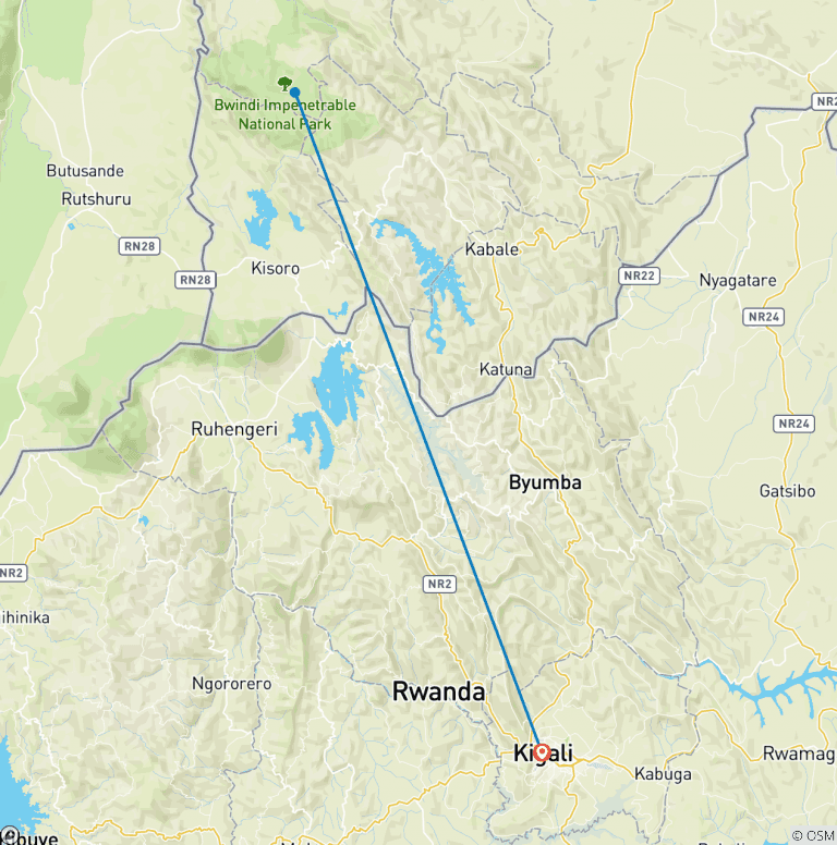 Map of Gorilla Trek Independent Adventure