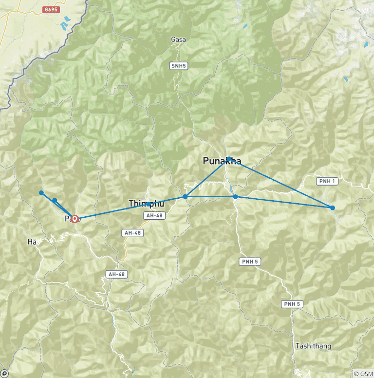 Map of Bhutan - The Hidden Kingdom