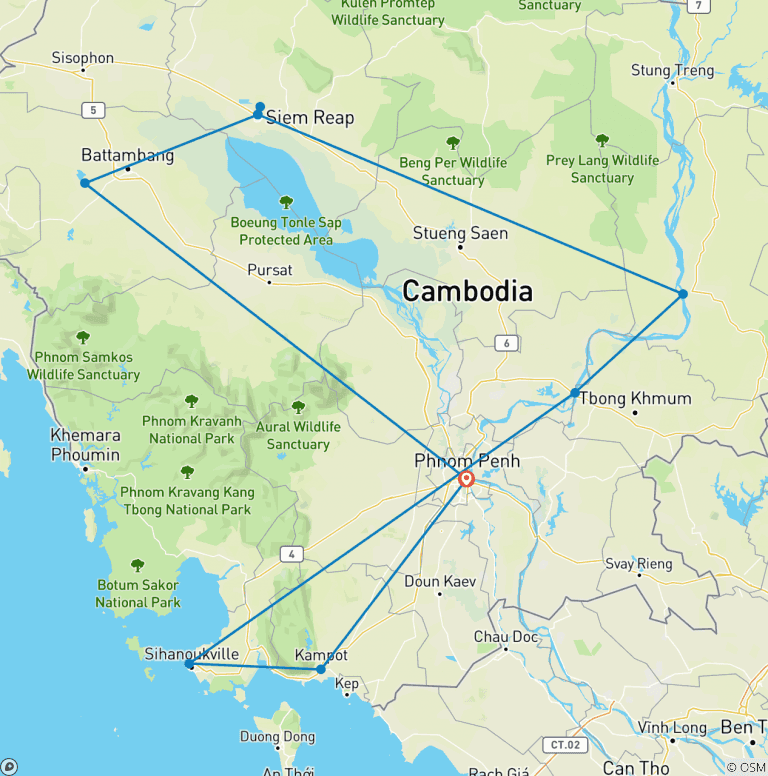 Map of Ultimate Cambodian Adventure