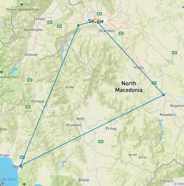 Map of Skopje city break 5 days