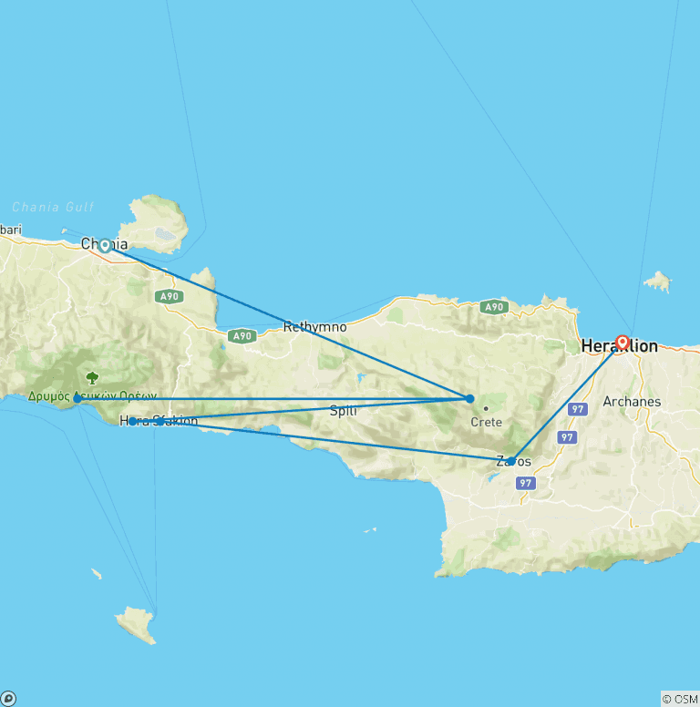 Map of Walking in Crete
