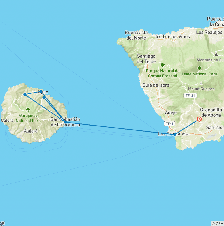Map of Canary Islands Walking - La Gomera and Tenerife