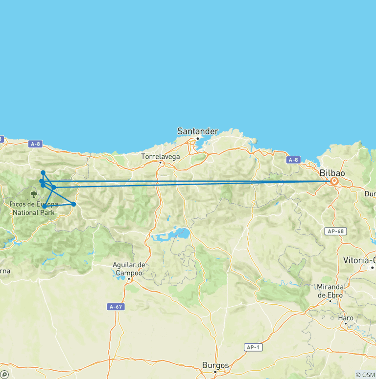 Map of Trekking in Spain - Picos de Europa