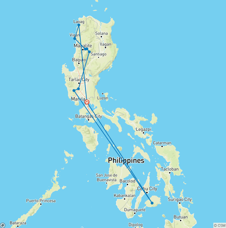 Map of North Philippines Explorer + Bohol Beach Extension