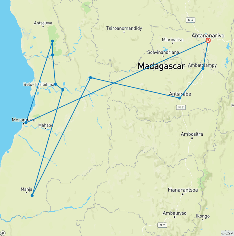 Map of Tsingy of Bemaraha expedition