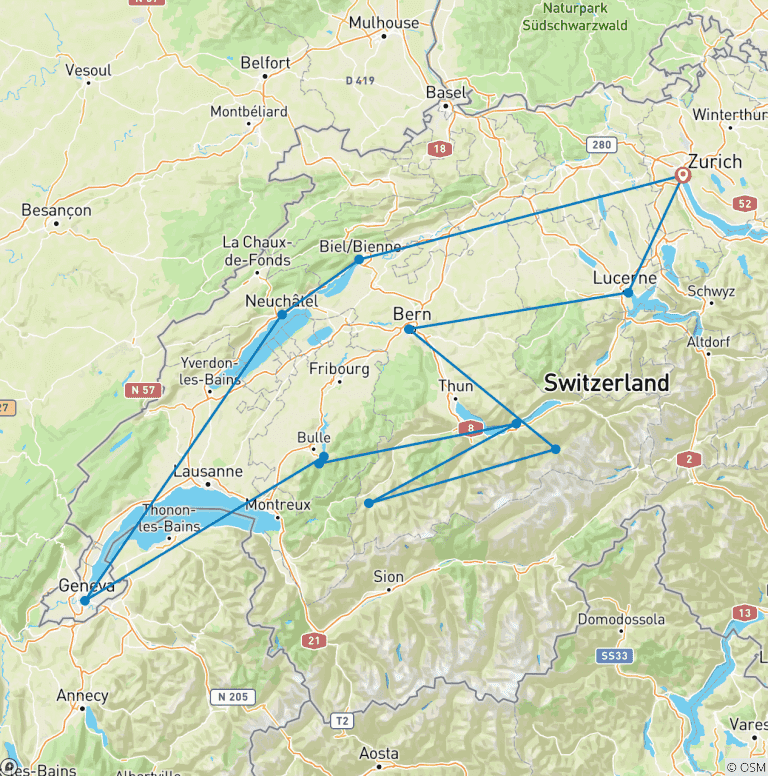 Map of Spectacular Switzerland