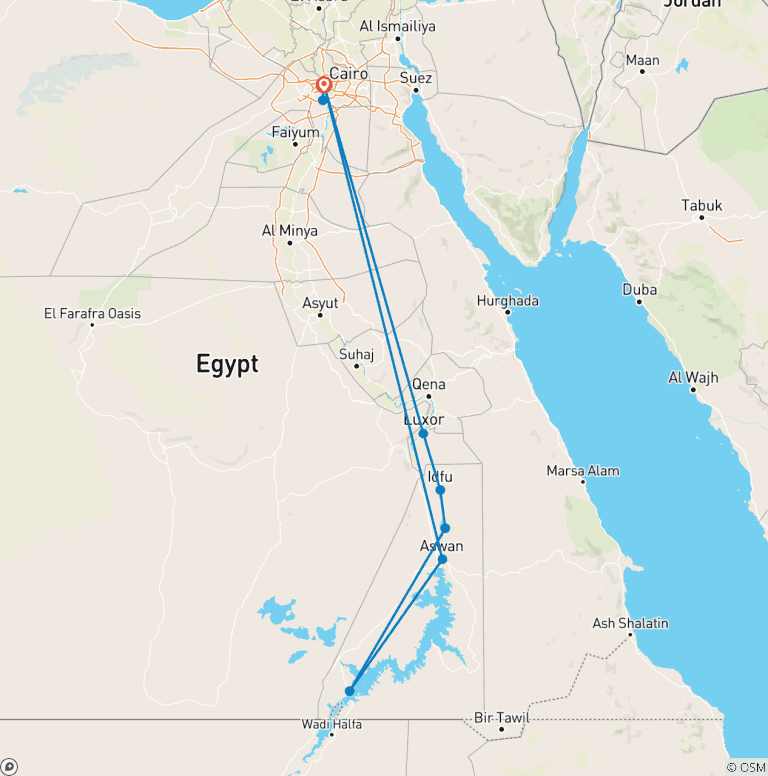 Map of 10-Day Ancient Egypt (Grand Egyptian Museum Experience)