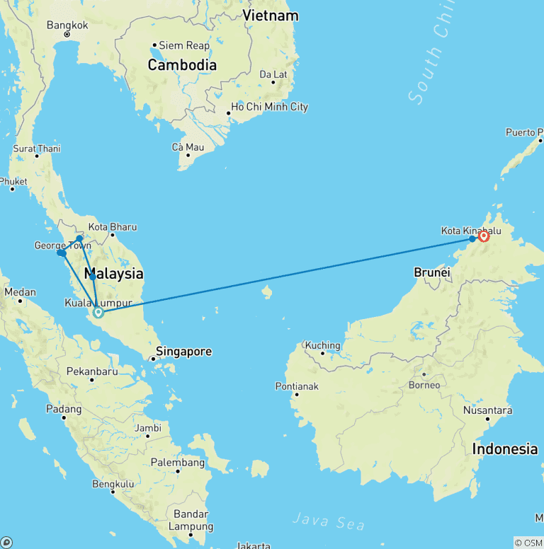 Map of Malaysia's Ultimate Adventure