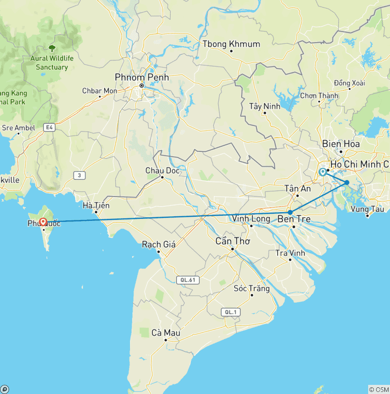 Map of Ho Chi Minh and Phu Quoc Island  7 Days 6 Nights