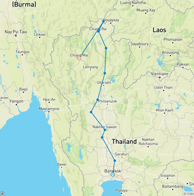 Map of Royal Thailand Experience - 6 Days