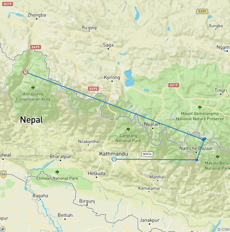 Map of Everest Base Camp Helicopter Tour 4 Hours