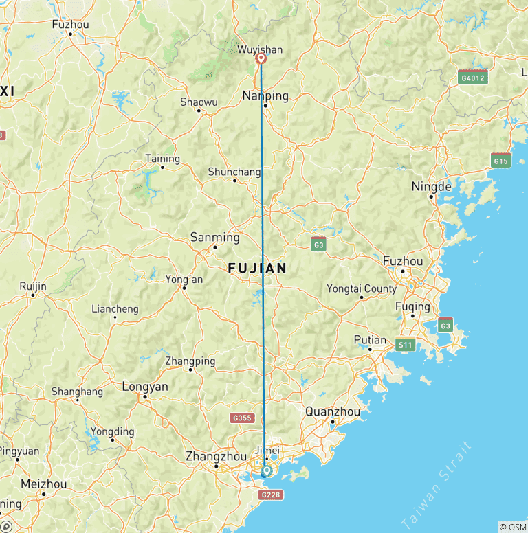 Map of Fujian Explore 7 Days: Xiamen, Tulou, and Mt Wuyi