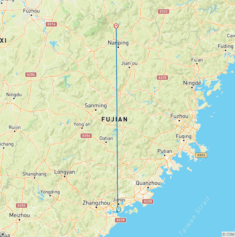Map of Fujian Explore 7 Days: Xiamen, Tulou, and Mt Wuyi