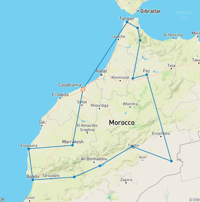 Map of 20 Nights Morocco Grand Tour