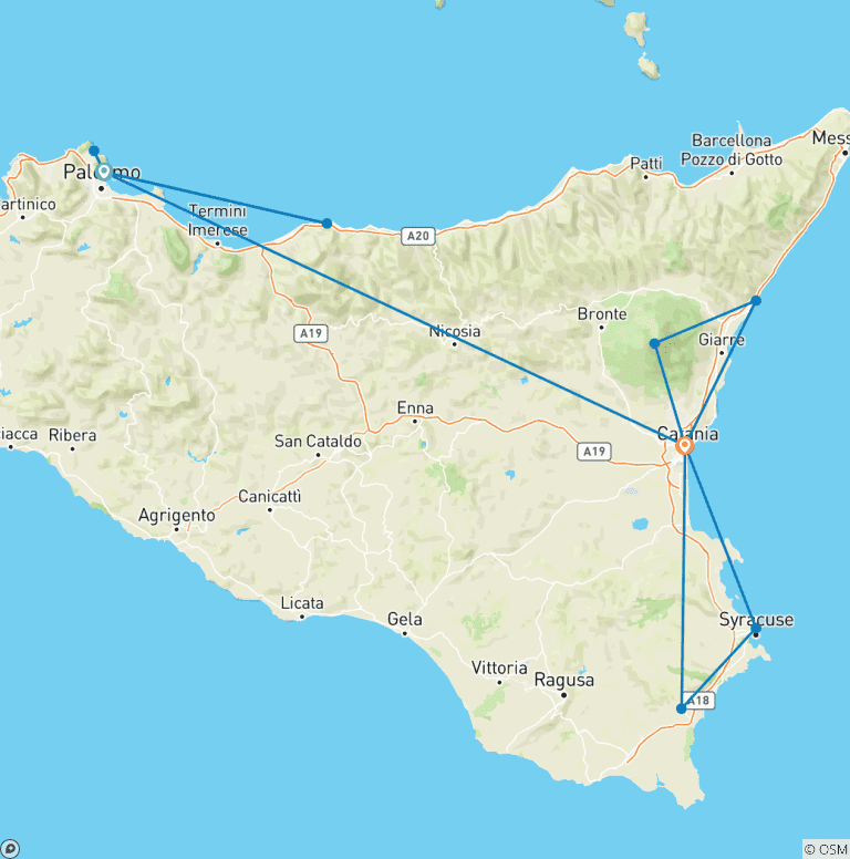 Map of TREASURES OF SICILY: a Weeklong Adventure