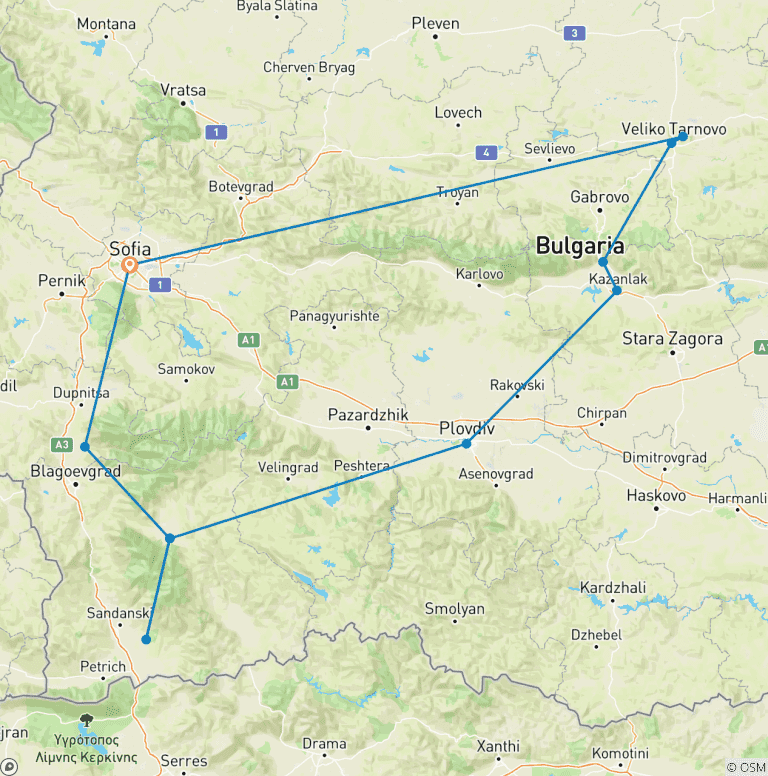 Map of Self-Drive Bulgaria: Discover the Best Destinations at Your Own Pace