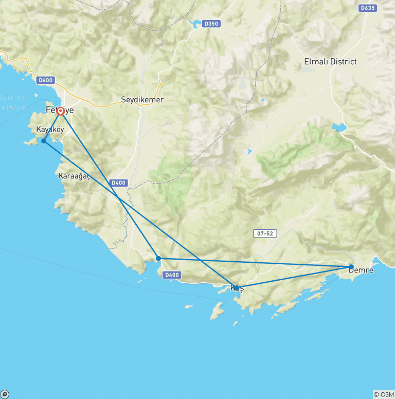 Map of Sail Fethiye – Kekova – Fethiye