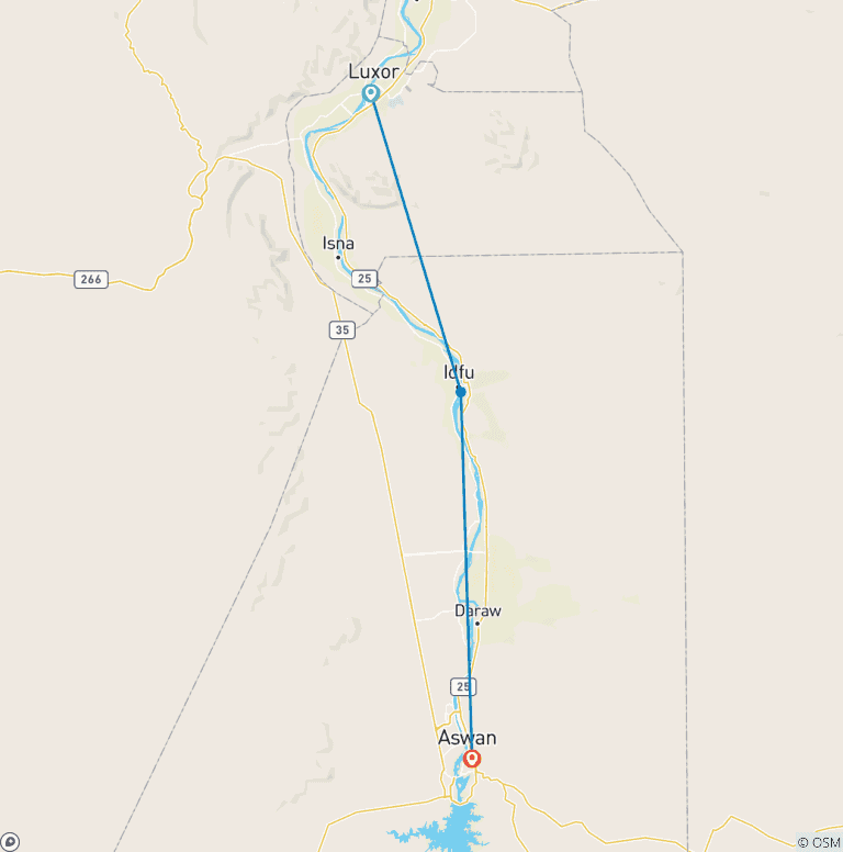 Map of From Luxor 3 Days 2 Nights Nile Cruise