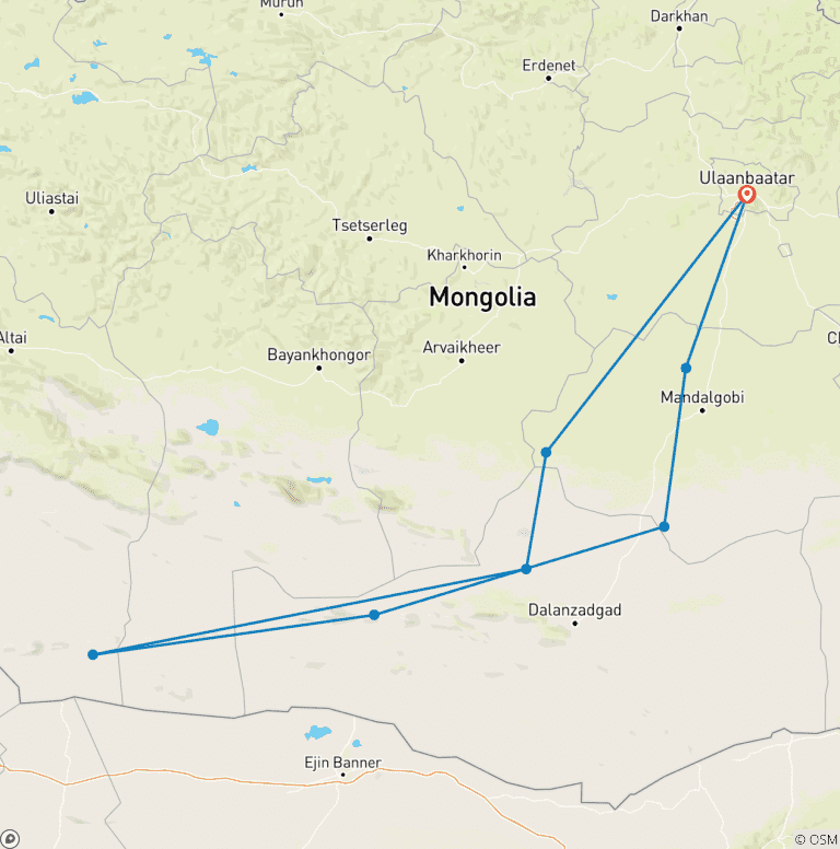 Map of Gobi Desert & Jeep Safari In Mongolia