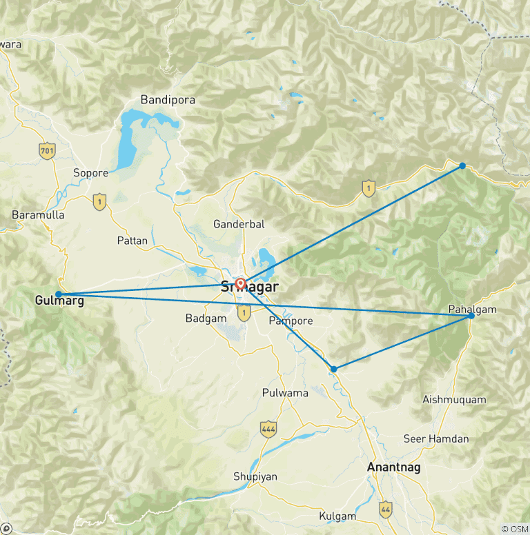 Map of Blissful Kashmir