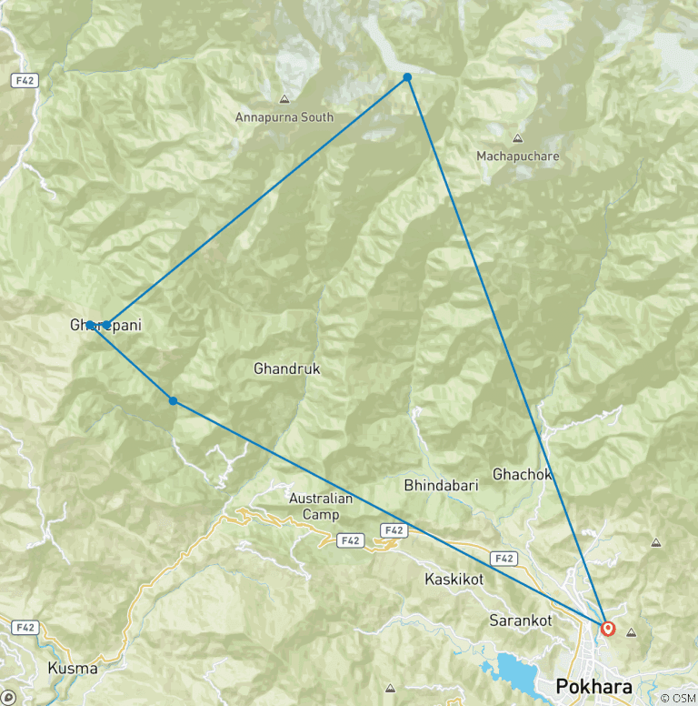 Map of Ghorepani Poon Hill Short Trek