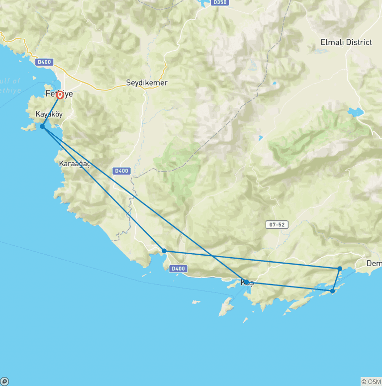 Map of TURKEY SAIL - Fethiye to Fethiye (The Turquoise Delight)