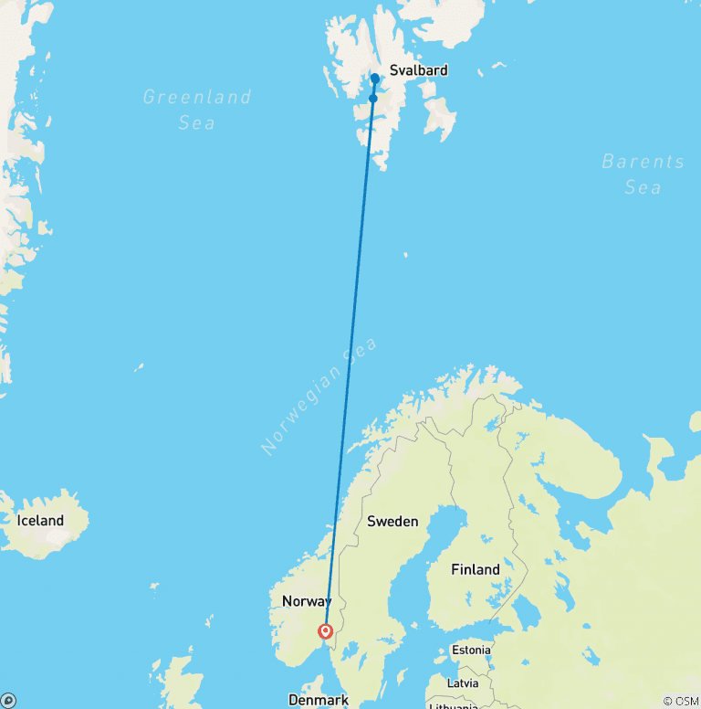 Map of Spitsbergen Circumnavigation: A Rite of Passage, Operated by Quark