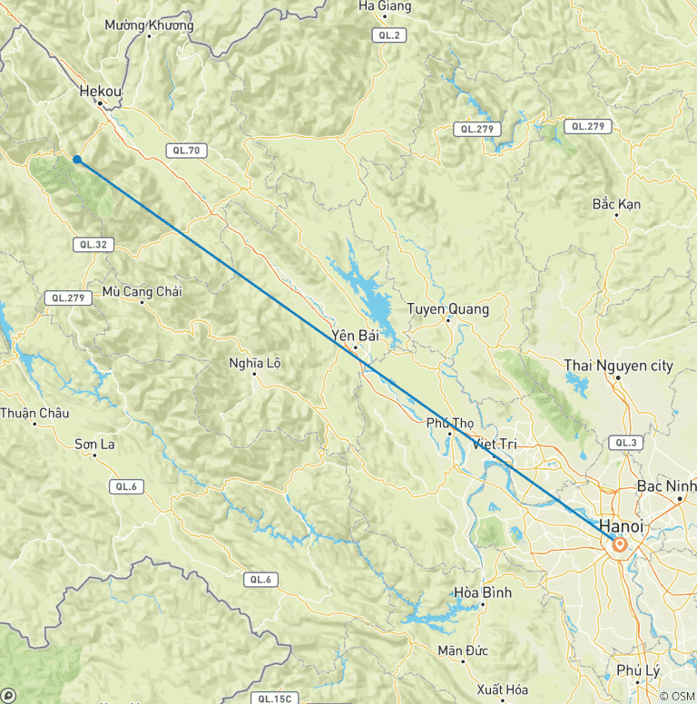 Map of 3-day Sapa trekking and Bac Ha market on Sunday