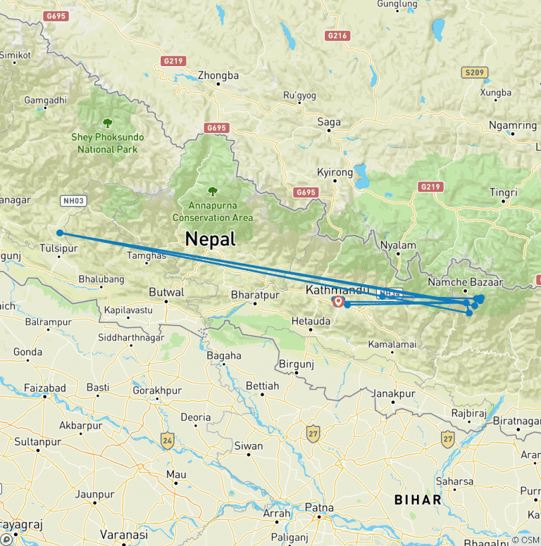 Map of Mera Peak Climbing