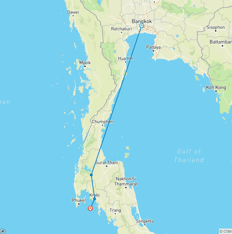 Map of Thailand Island Hopper - Feel Free Travel