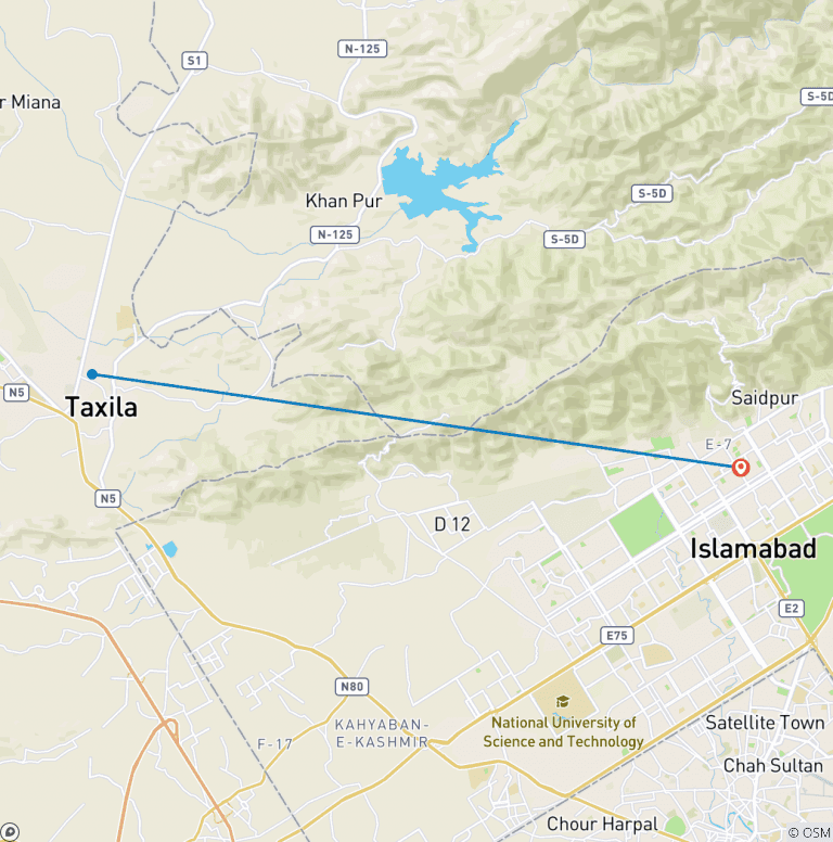 Map of 03 Days Taxila Ghandhara Civilization Tour Pakistan