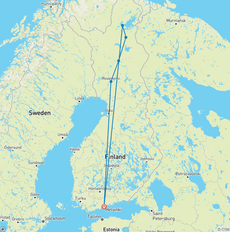 Map of Midnight Sun – 7 Days in Lapland