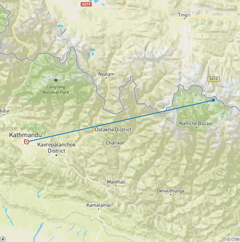 Map of Private Day Helicopter tour to Everest Base Camp from Kathmandu