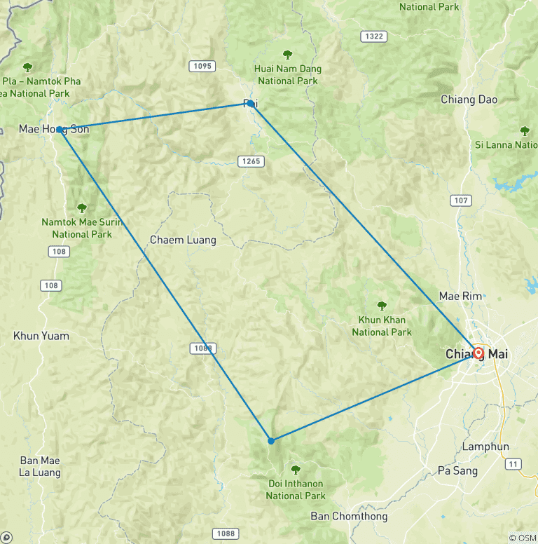 Map of Northern Thailand Discovery 7 Days