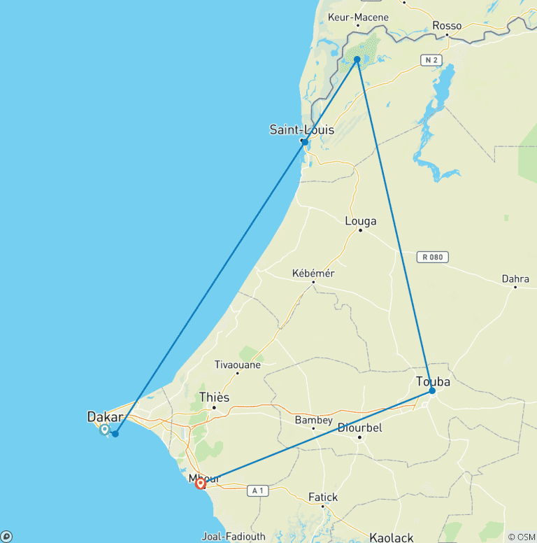 Map of Discover Senegal, 7 Days