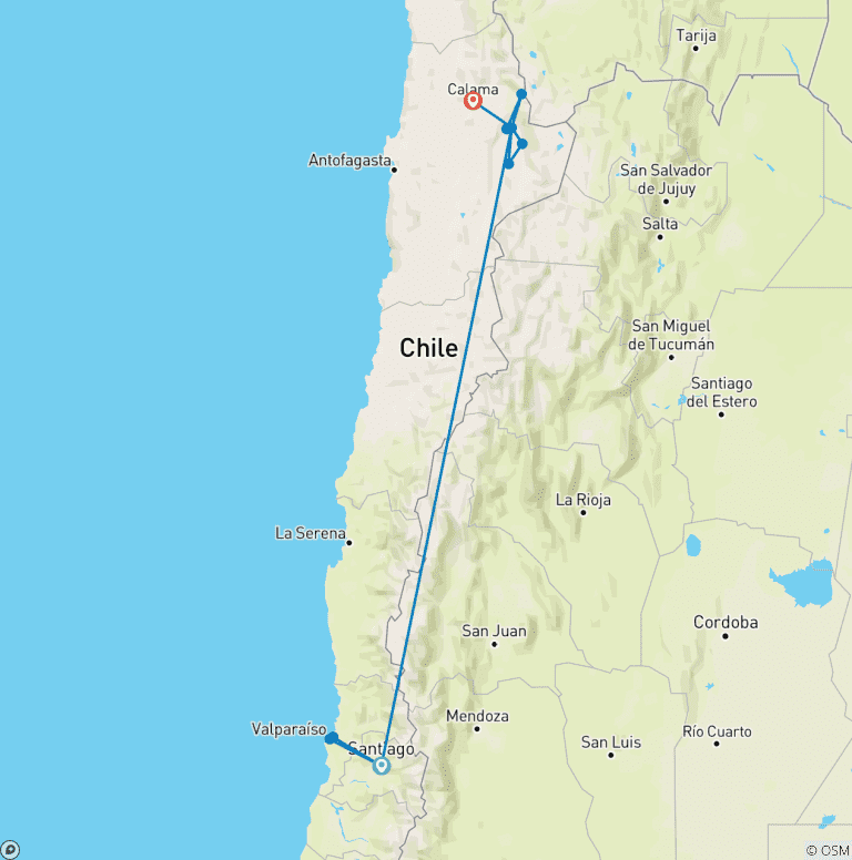 Map of Chile - San Pedro de Atacama - 9 days