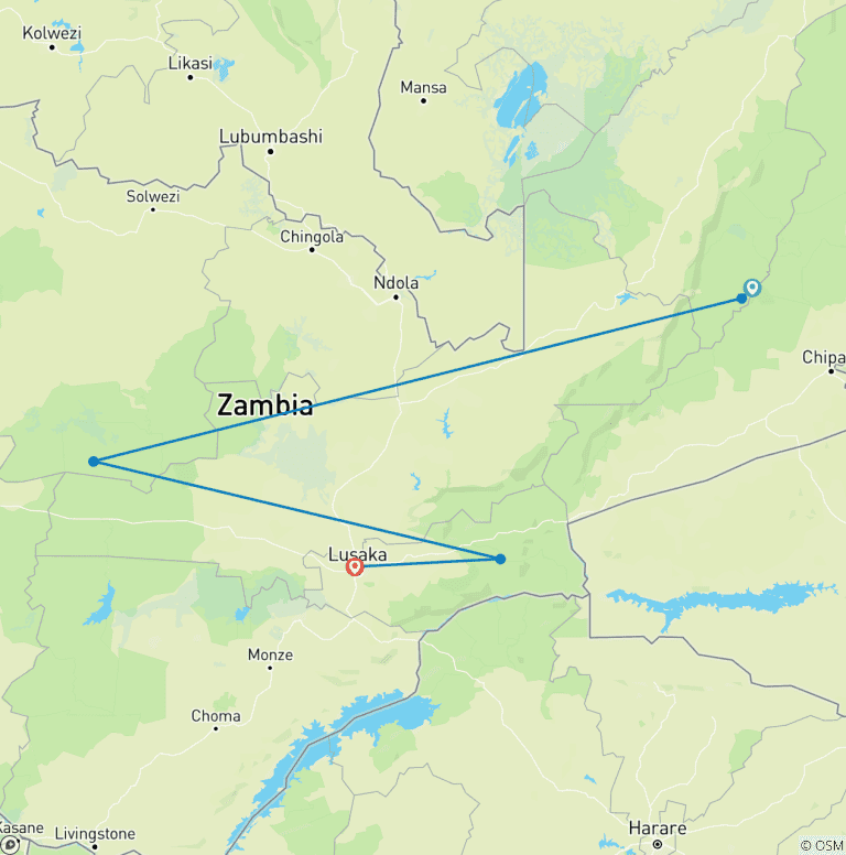 Map of Highlights of Zambia