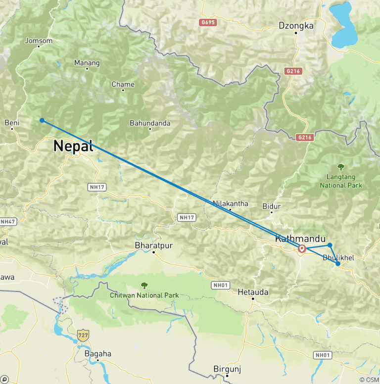 Map of Easy Banthali Village Trek 7 days