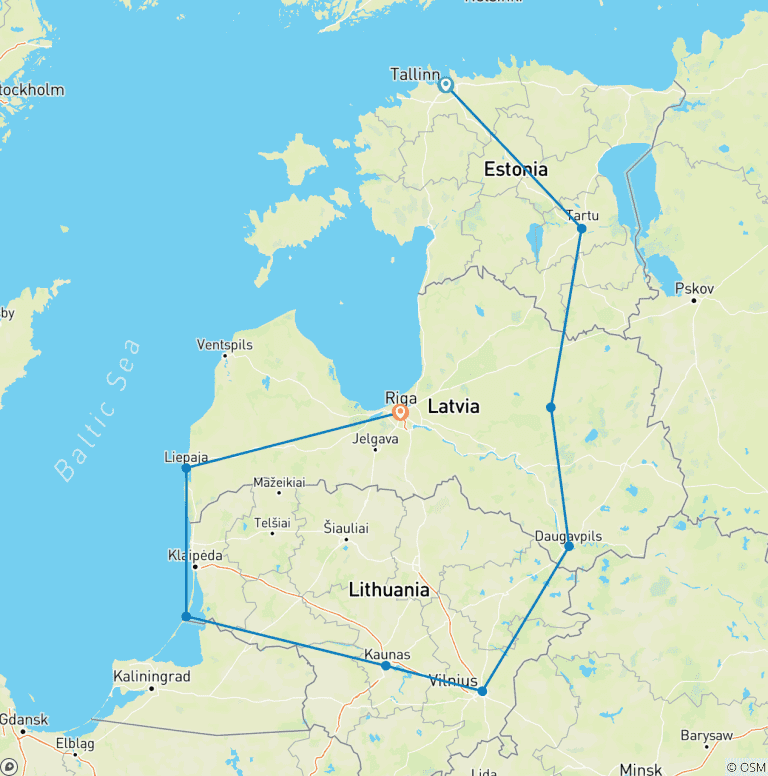 Map of Baltic Adventures (small group)