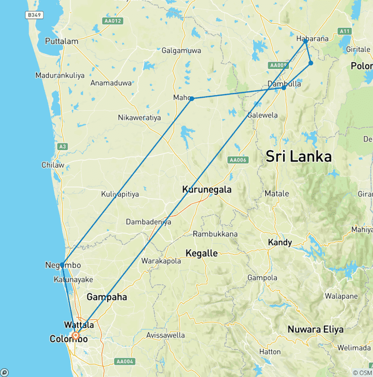 Map of Ayurveda Sri Lanka - 7 Days